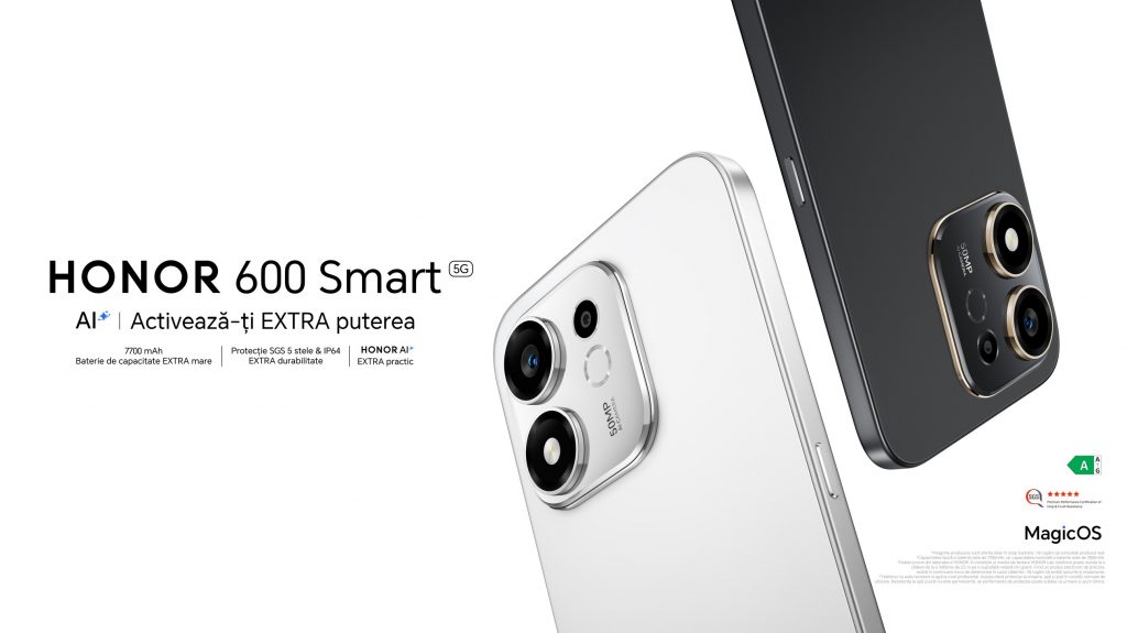 HONOR 600 Smart 5G se lansează în România: Baterie mamut de 7.700 mAh, rezistență extremă și buton AI dedicat